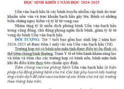 THÔNG BÁO TIÊM VACCINE UỐN VÁN - BẠCH HẦU